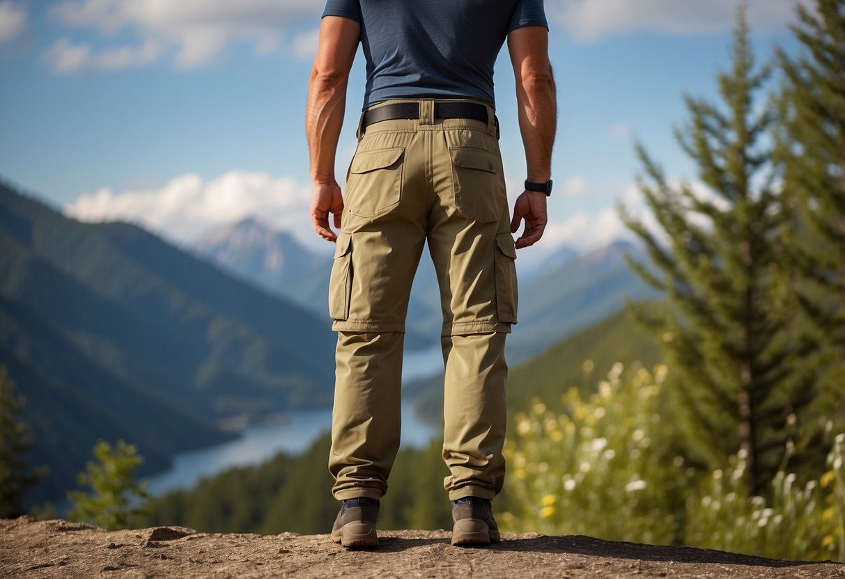 A pair of comfortable, durable pants with multiple pockets, made of breathable fabric, perfect for bird watching in nature