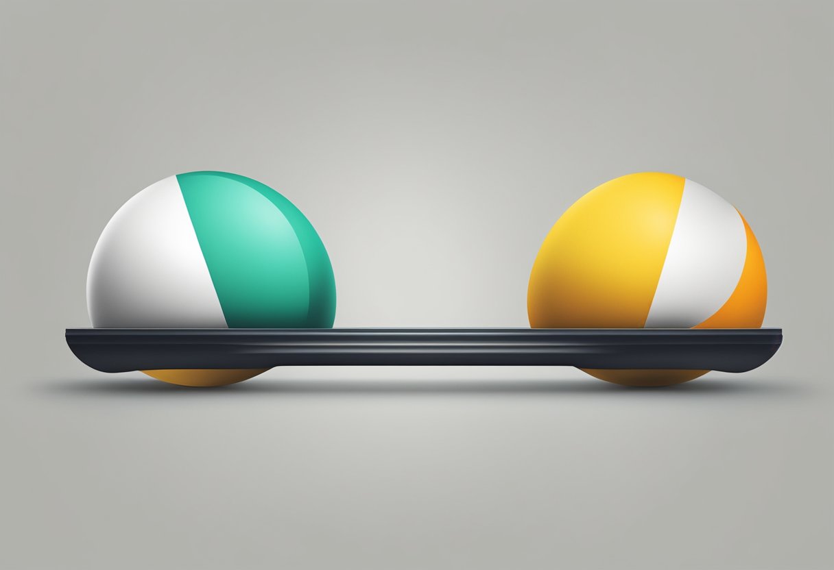 Two equal halves of an object separated and balanced on opposite sides