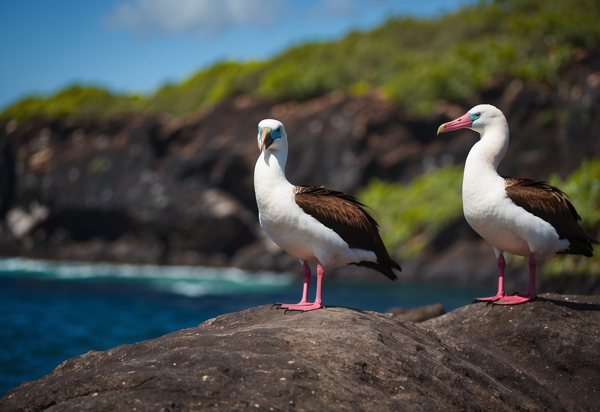 The Galápagos Islands teem with colorful birds, from the iconic blue-footed booby to the vibrant red and green plumage of the Galápagos flamingo. The lush green landscapes and crystal-clear waters provide a stunning backdrop for