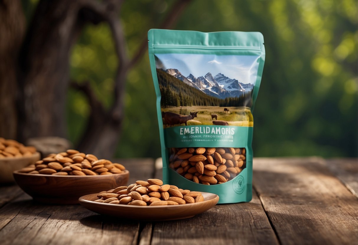 A wildlife watching trip with a pack of Emerald 100 Calorie Dry Roasted Almonds. 10 delicious snacks spread out on a rustic wooden table