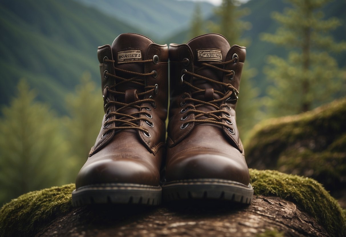 A pair of comfortable wildlife watching boots surrounded by nature, with a variety of wildlife in the background