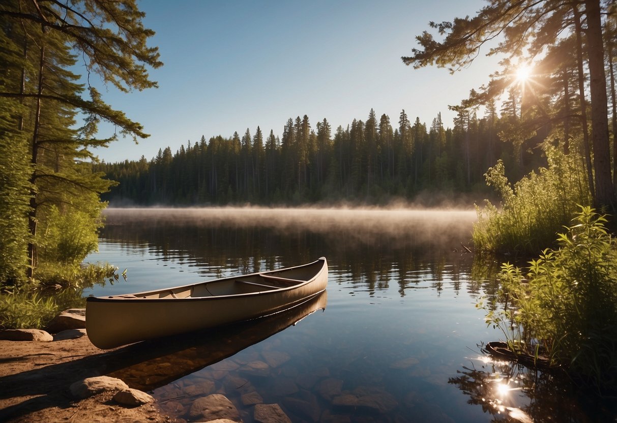 Wildlife gathers at Boundary Waters' 5 water sources. Canoes float by as animals drink and bathe in the tranquil, lush setting