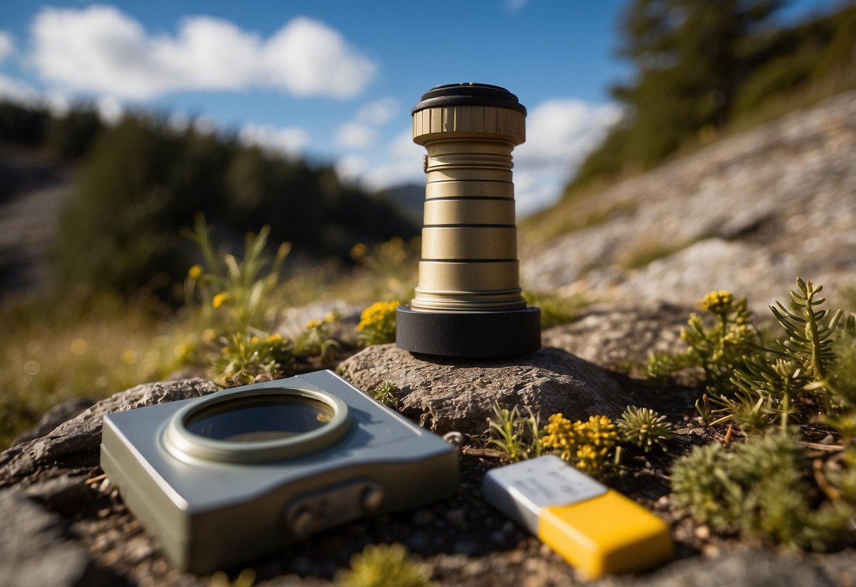 A historic landmark stands tall with a geocache hidden at its base. Surrounding it are 10 unique challenges waiting to be discovered by eager geocachers