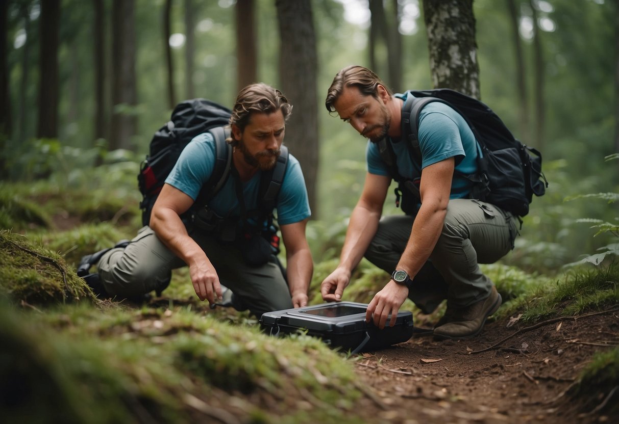 Geocachers fumbling with GPS, overlooking obvious hiding spots, trampling on sensitive habitats, and leaving behind litter