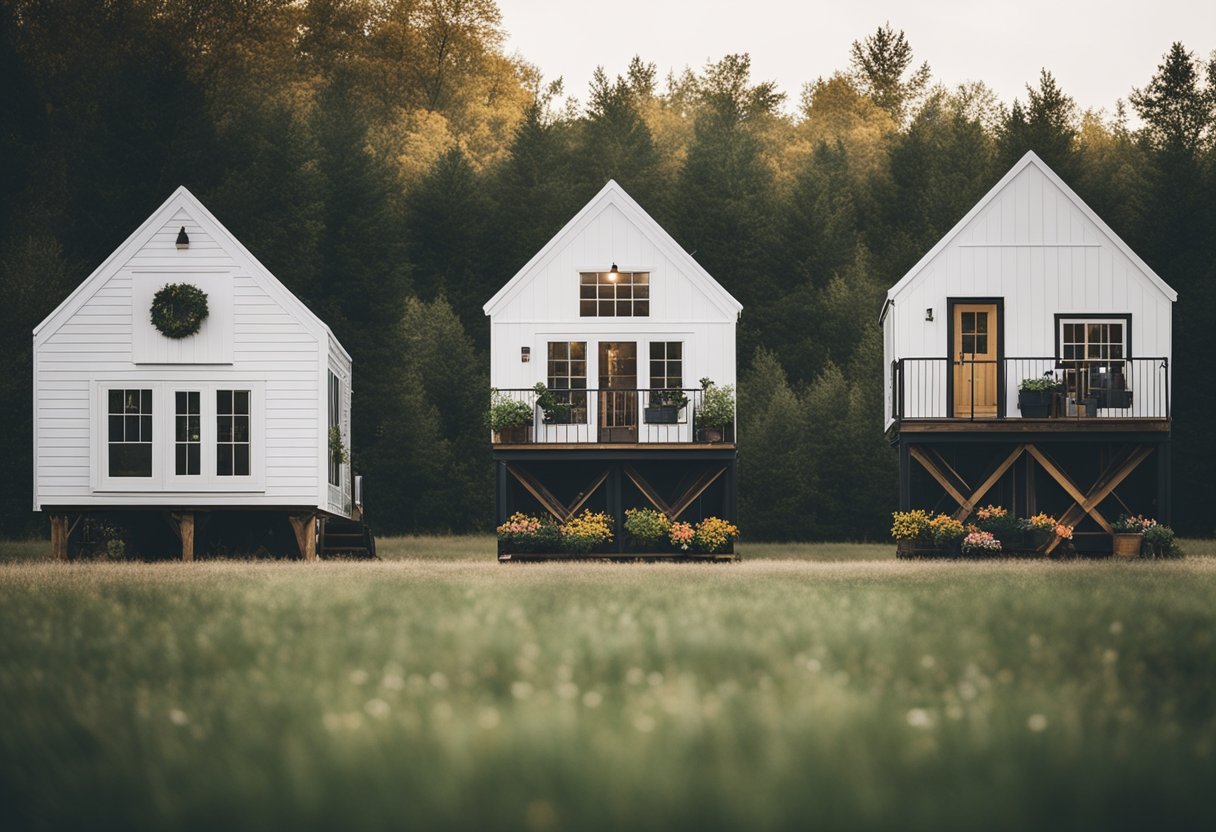 A cozy farmhouse with seven container homes, nestled in the rustic countryside of Ohio