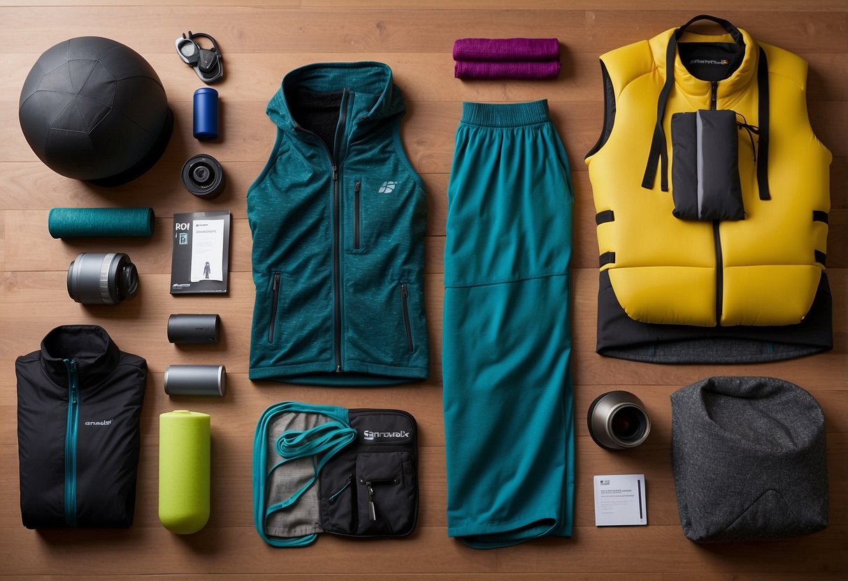 A table with a Smartwool Merino 150 Baselayer laid out among 10 essential gear items for beginner orienteers