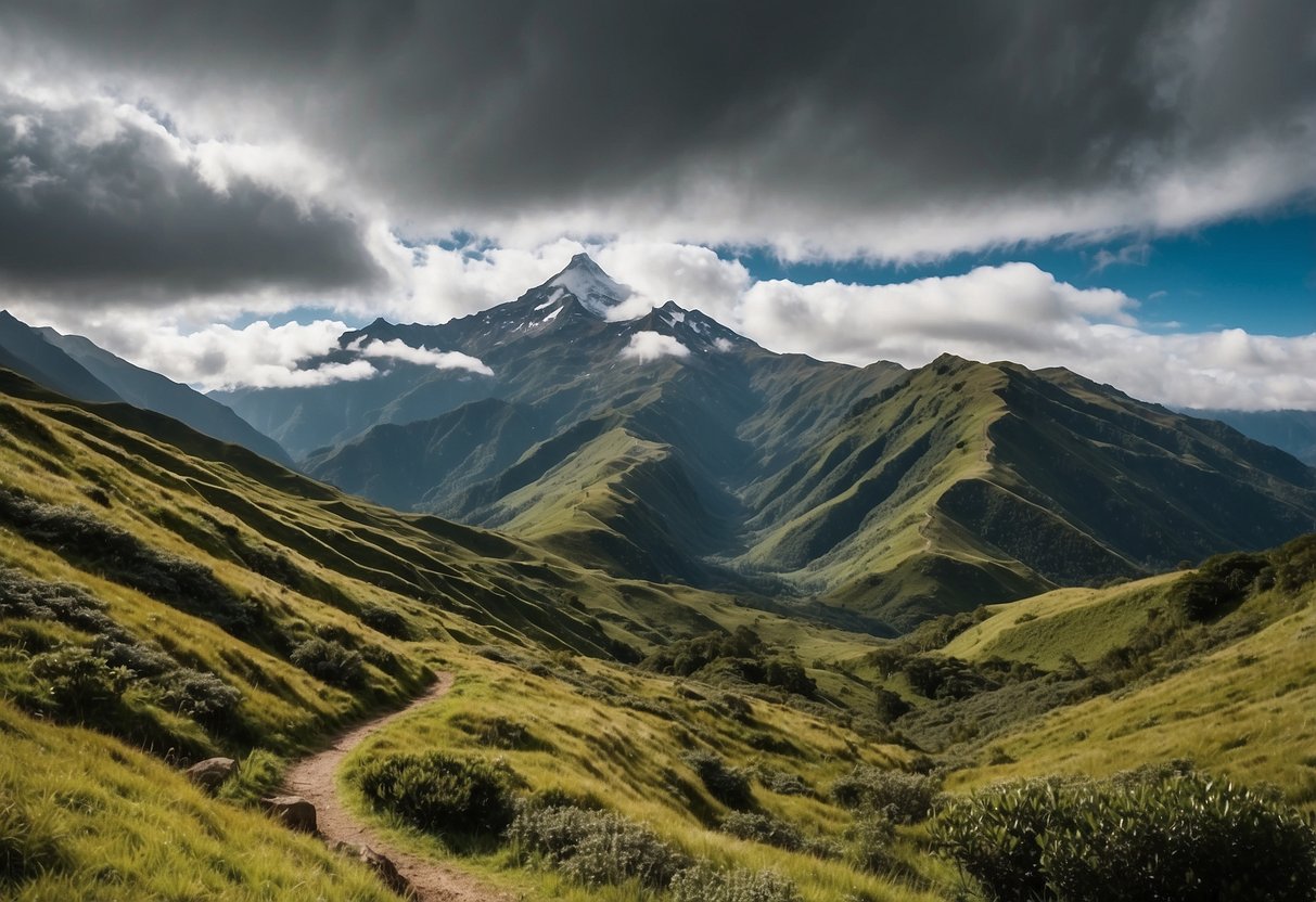 Lush green mountains and winding trails in Cayambe Coca Ecological Reserve, Ecuador. Rich biodiversity and stunning landscapes for orienteering