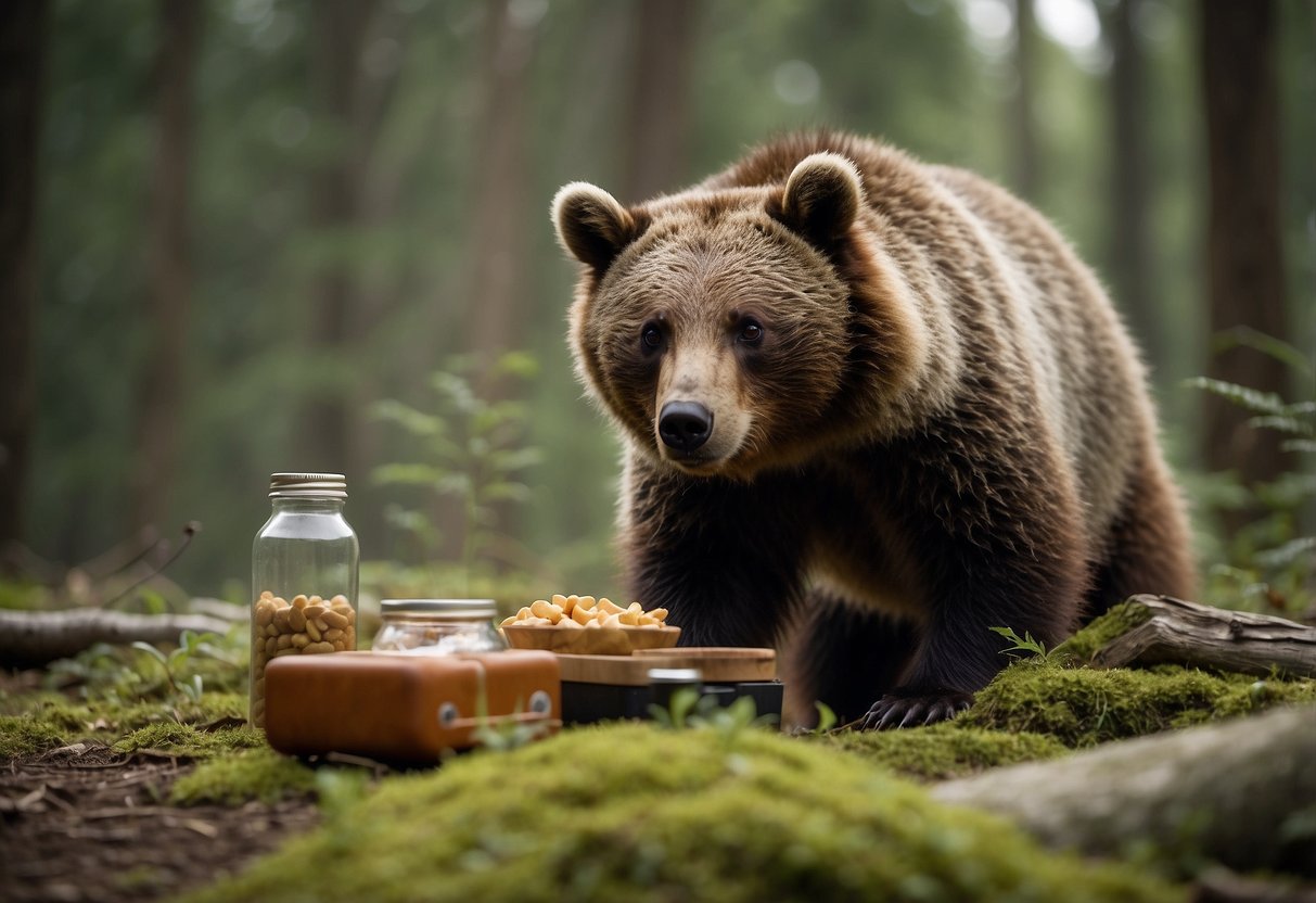 A bear sniffs around a campsite, attracted by food left out. A raccoon sneaks into a backpack. A squirrel scampers off with a snack