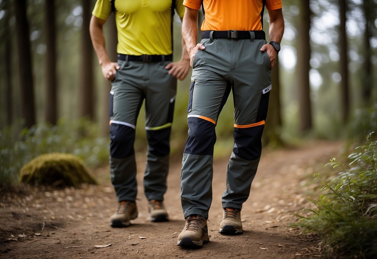 Comfortable orienteering pants with reinforced knees and adjustable waistband. Breathable and quick-drying fabric. Multiple pockets for storage. Durable and flexible material for ease of movement