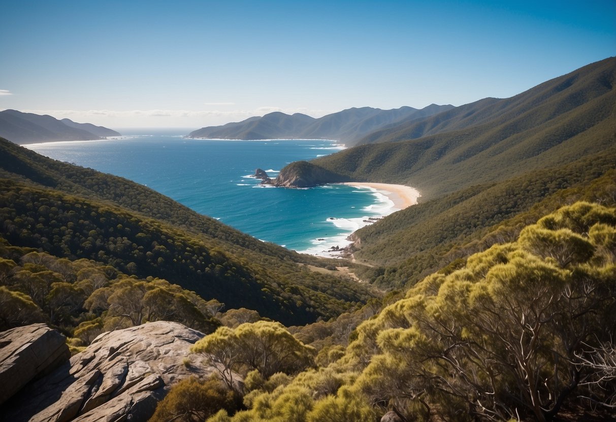 Lush forests, rugged mountains, and coastal cliffs form the backdrop for orienteering in Australia. Clear blue skies and diverse terrain offer endless adventure