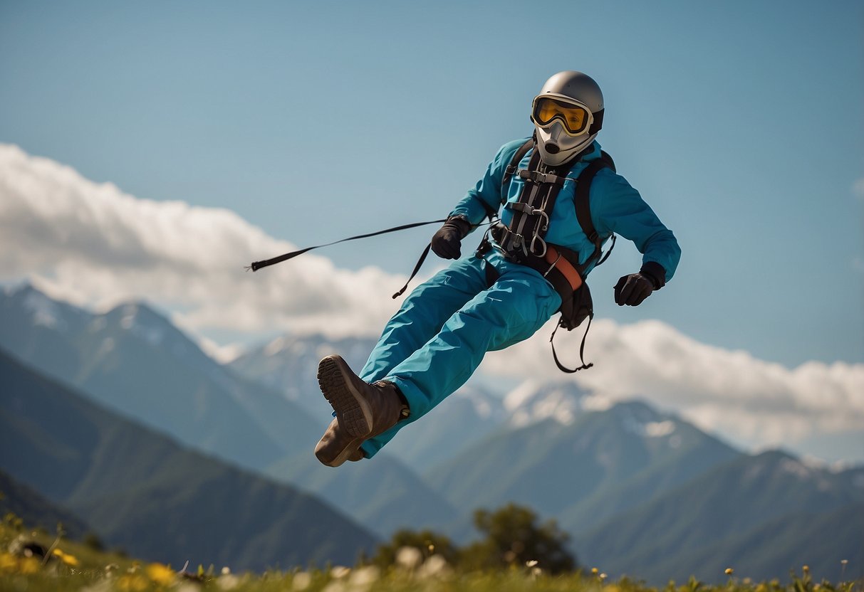 A figure in protective gear flying a kite in high altitudes, following 7 tips