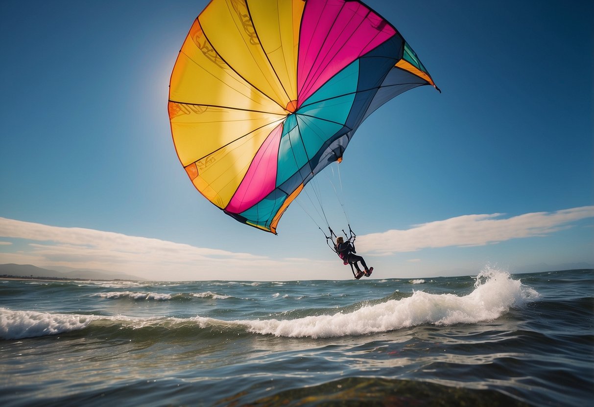 A colorful kite soars high in the sky, tethered to a figure wearing a vibrant O'Neill Wetsuits Men's Reactor-2 Vest. The vest's lightweight material allows for effortless movement as the kite dances in the wind