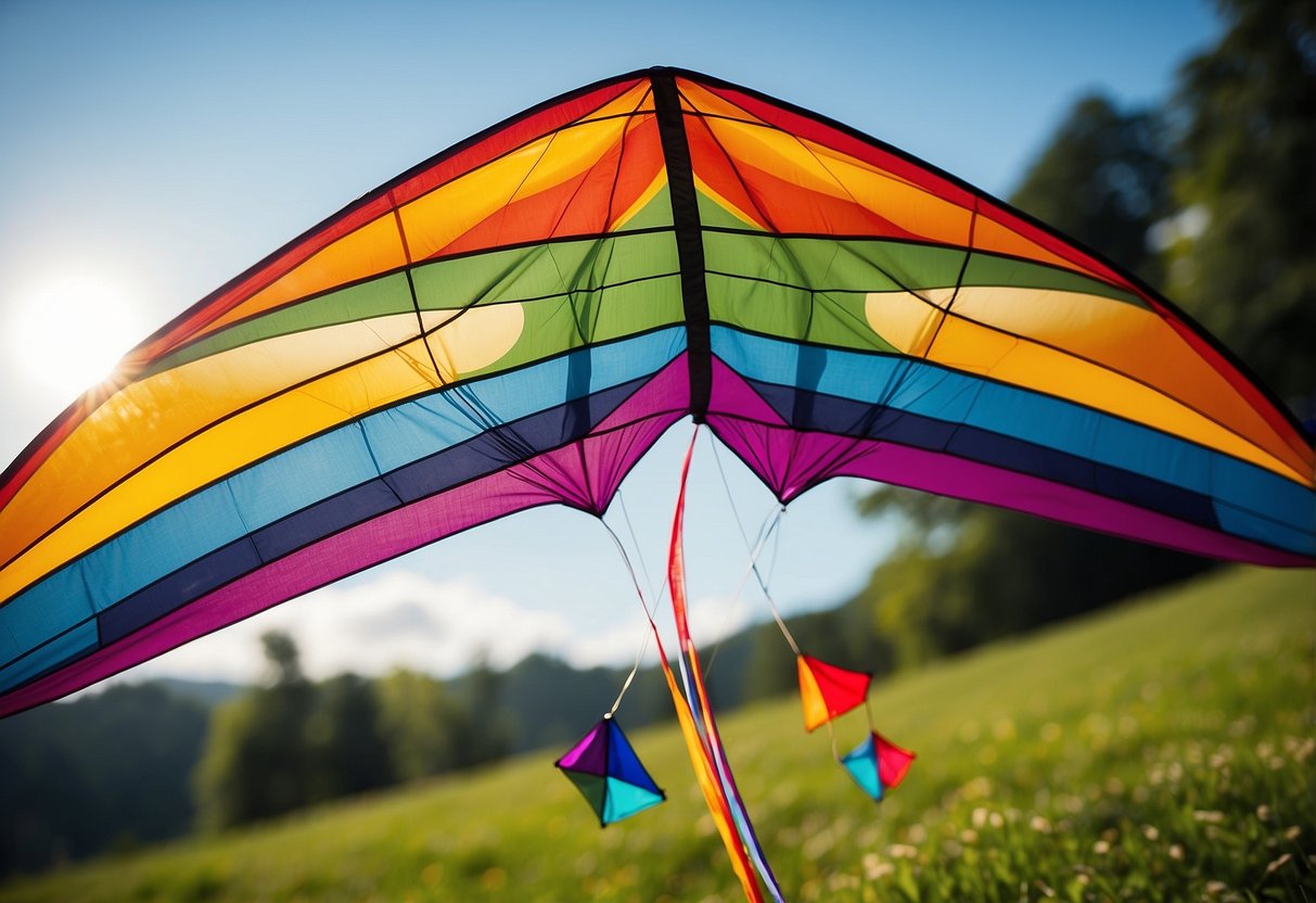 A colorful kite flying pack with lightweight materials and durable construction, featuring a variety of designs and patterns