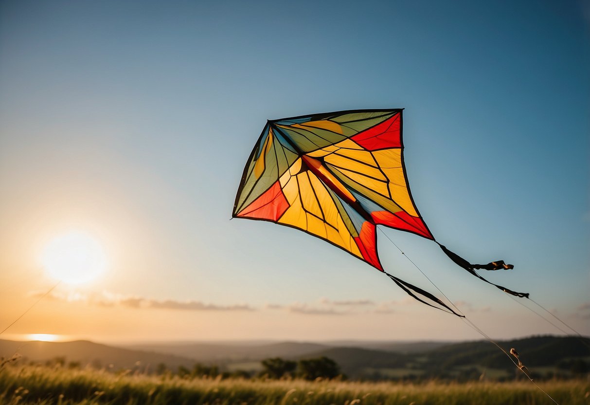 A kite soars through a sunny sky, avoiding dusk and dawn. Insects buzz below, unable to disrupt the peaceful flight