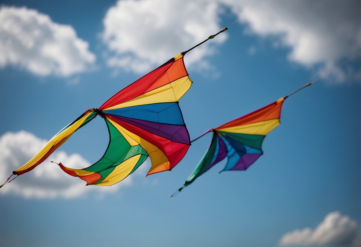 Colorful kites soaring in the sky, held by lightweight rods. The rods are sturdy yet flexible, allowing for easy maneuvering and smooth flight