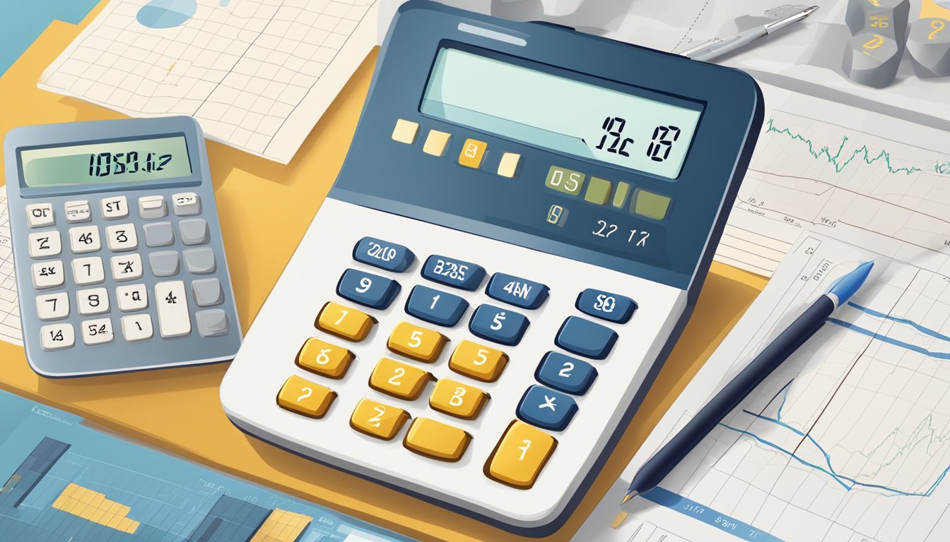 A calculator and a chart showing different types of retirement benefits and the calculation of the pension factor