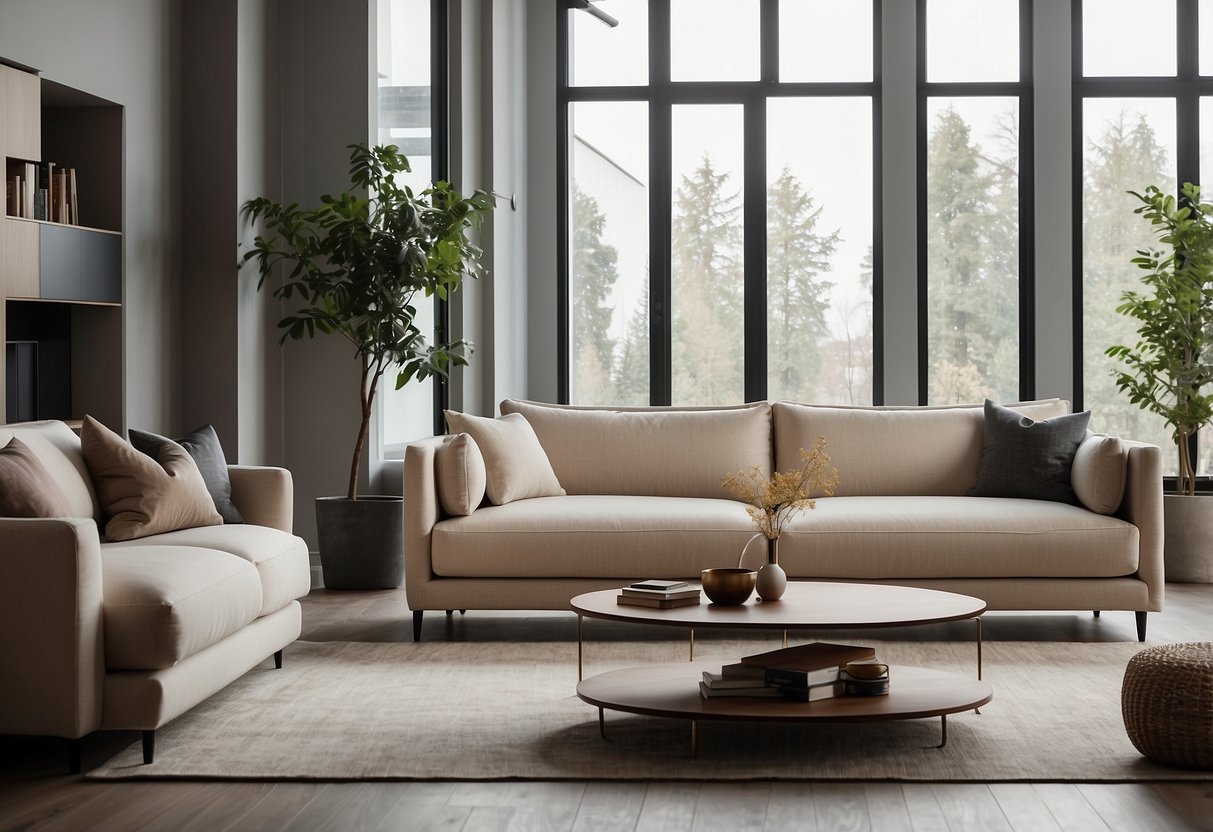 A spacious living room with a modern, high-quality retractable sofa as the focal point. Clean lines, comfortable cushions, and durable fabric showcase the top brand's attention to detail