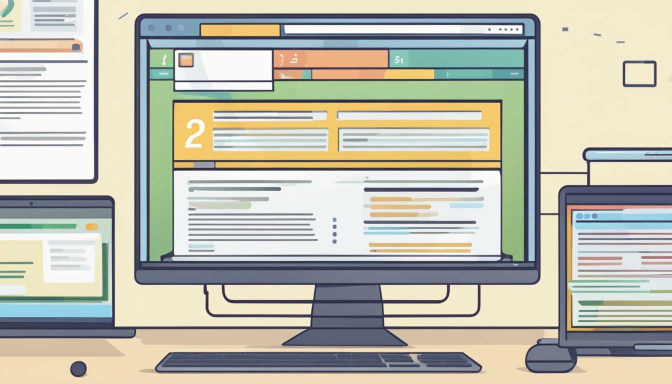 A computer screen displaying a webpage titled "Frequently Asked Questions" with various sections and a search bar