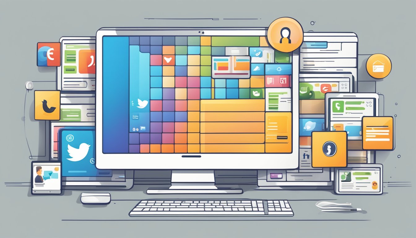 A computer screen displaying social media and digital marketing websites