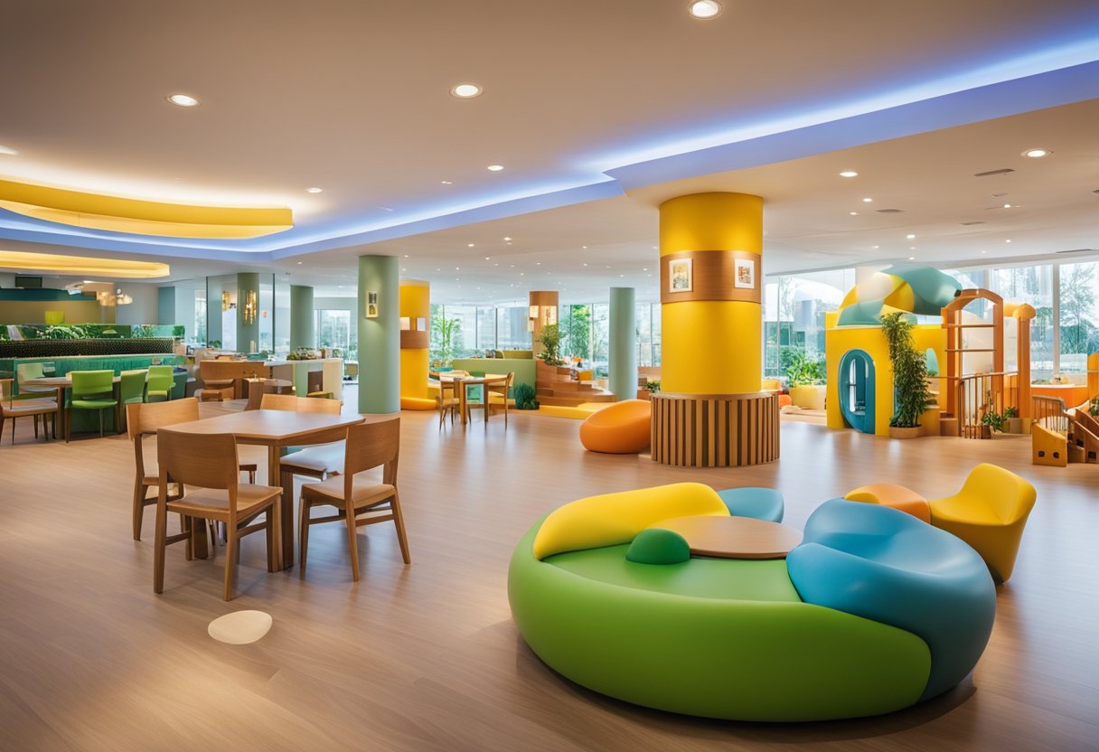 A child-friendly hotel with play areas, kids' menus, and safety features. Healthy food options for children readily available