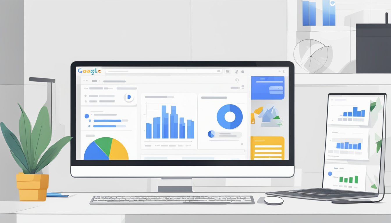 A computer screen with the Google My Business profile being optimized, with a cursor clicking on different sections and making adjustments