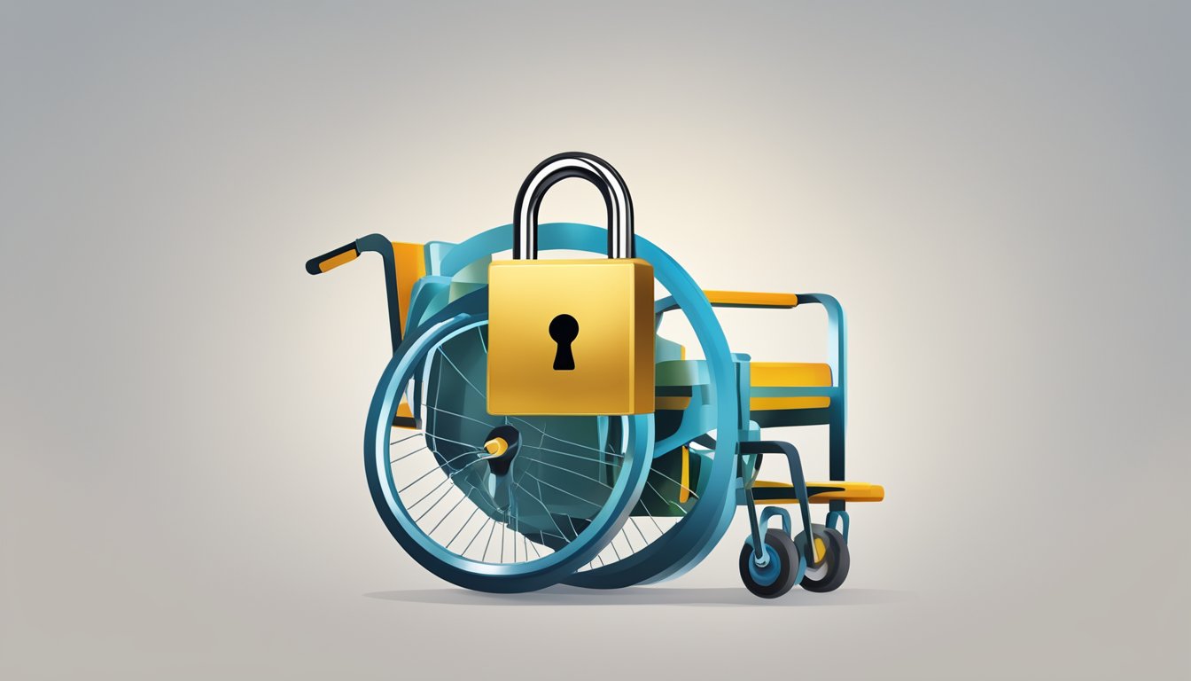 The website security and accessibility - a padlock symbolizing security and a wheelchair symbolizing accessibility