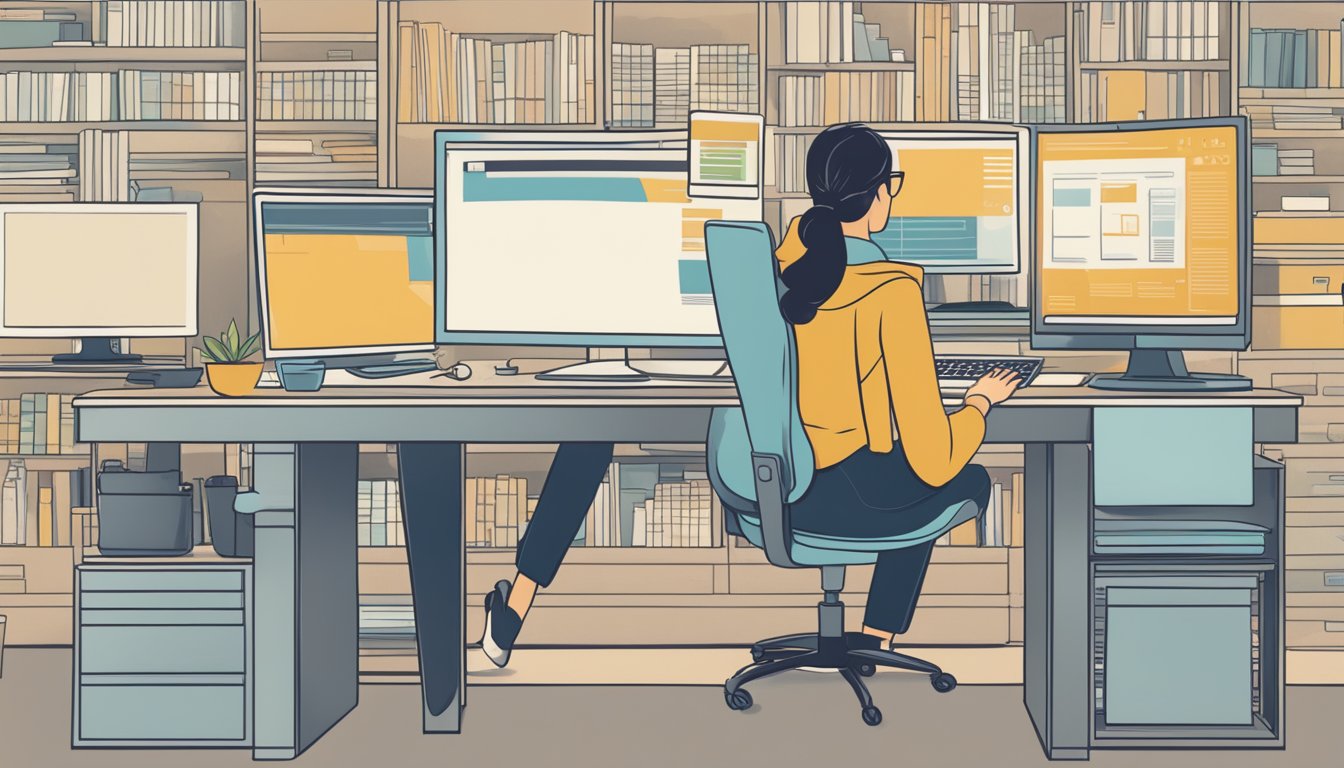 A person updating a website on a computer