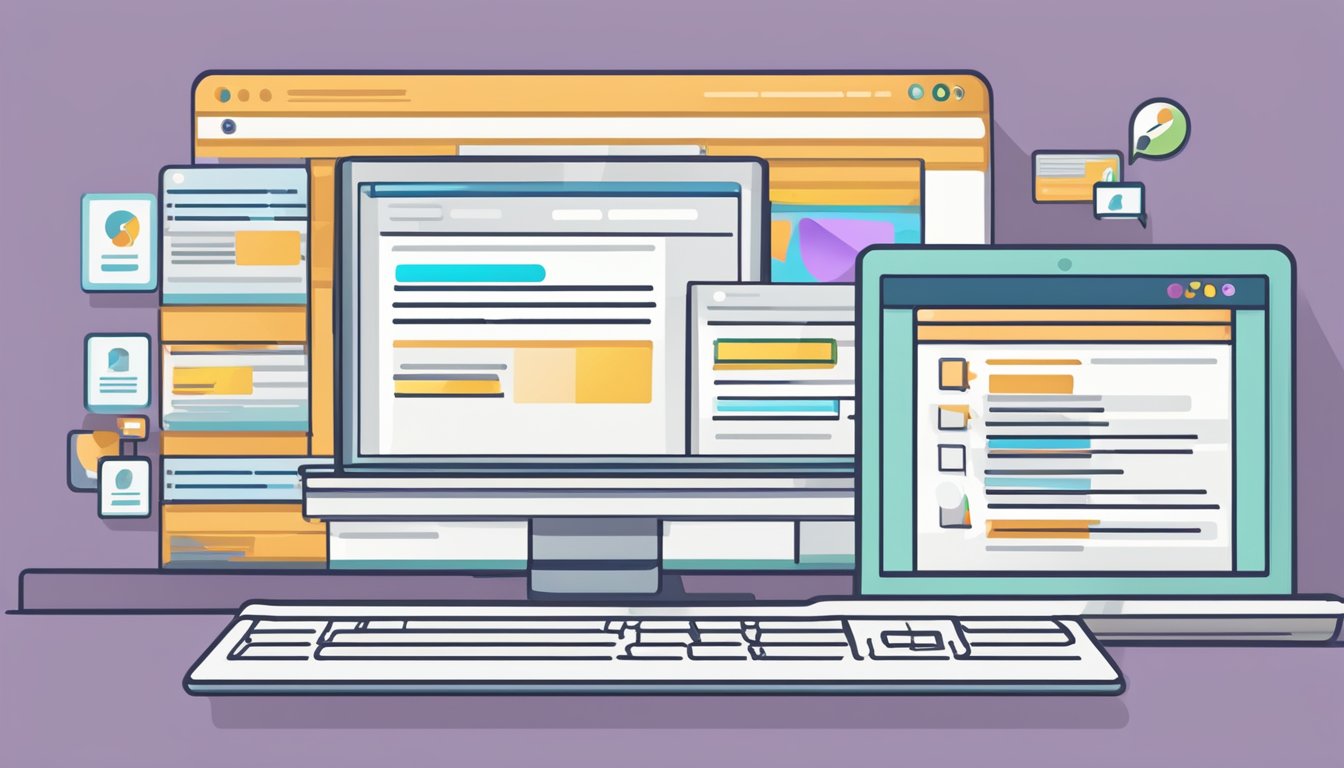 A computer screen displaying a "Frequently Asked Questions" webpage and hjemmesider with a list of questions and answers, a search bar, and a clean, modern design