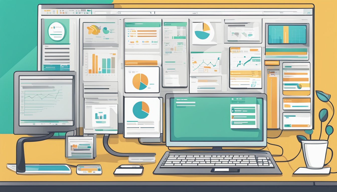 A computer screen displaying a CRM and lead management tool with various leads and customer data being organized and processed