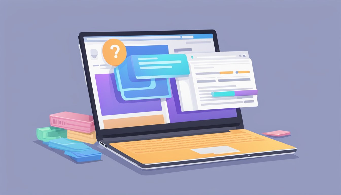 A laptop open to a Frequently Asked Questions page on a WordPress log, with a cursor hovering over a question