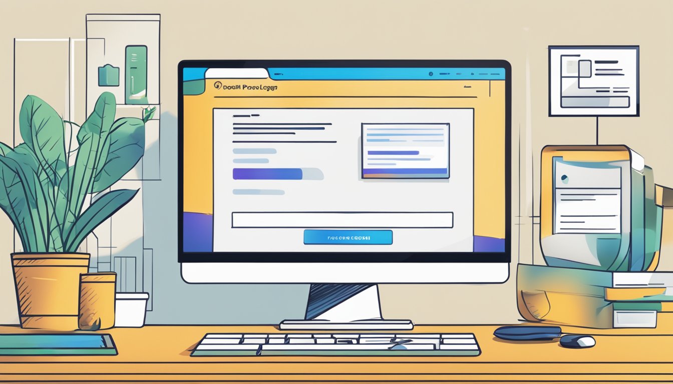 A computer screen displays a WordPress login page with a backup and recovery prompt