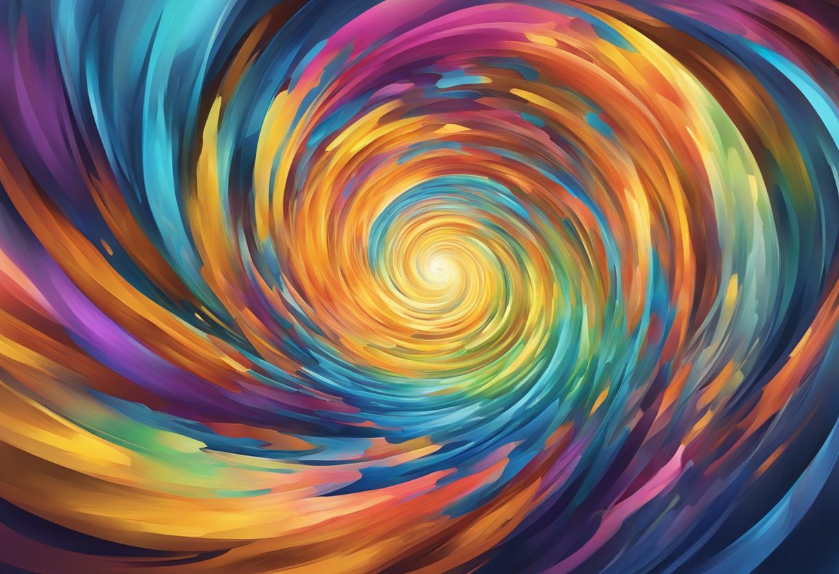 A swirling vortex of colors and shapes, emanating a sense of movement and energy