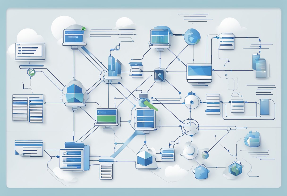 A technical framework with interconnected systems and data flows for OSS process