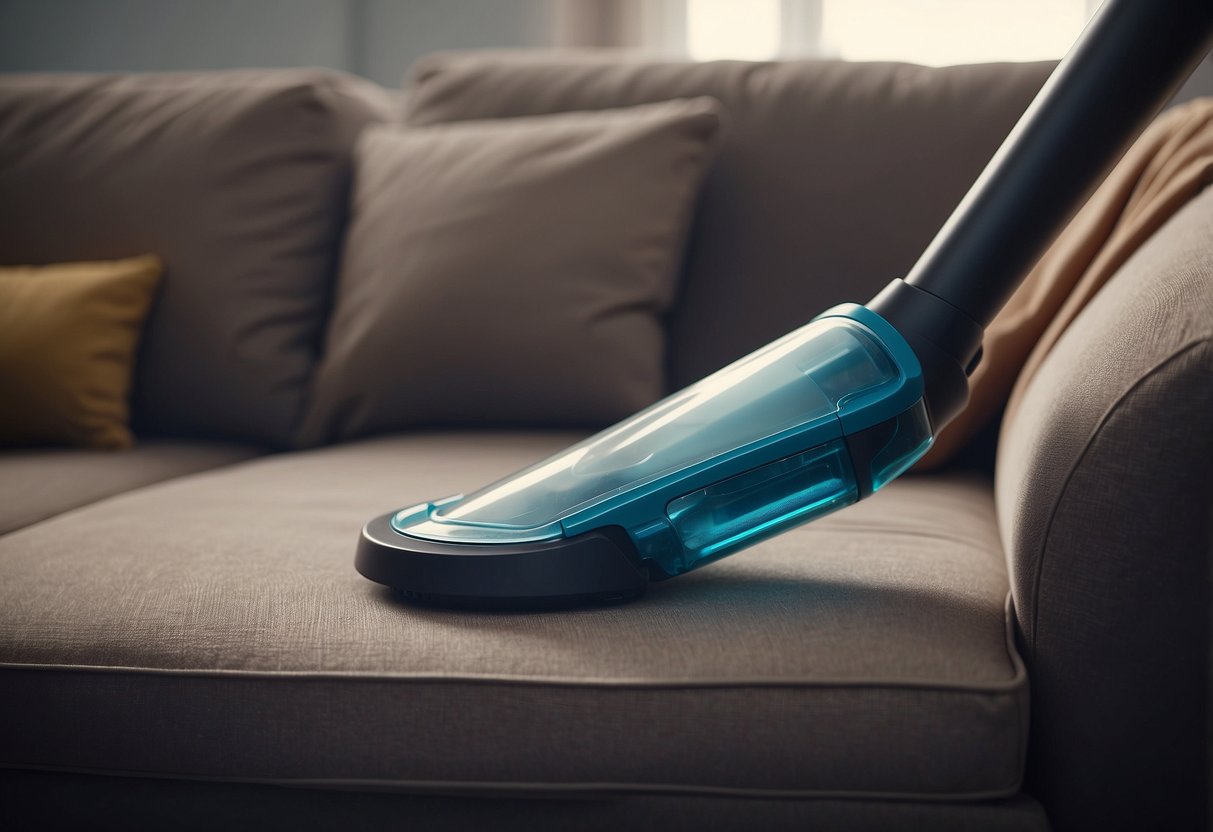 A vacuum cleaner glides over a sofa, removing pet hair effortlessly. A sticky roller picks up stray hairs from a chair