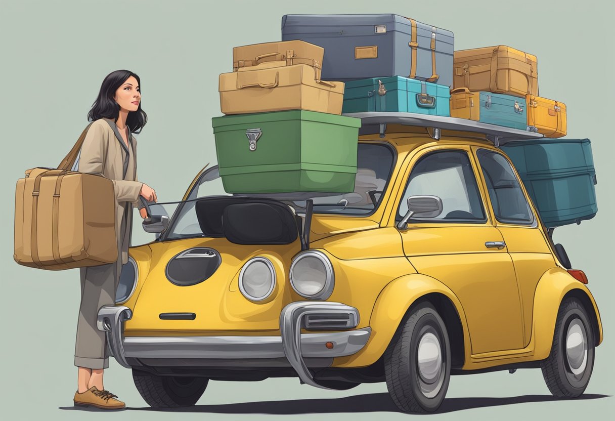 Rena Monrovia uses a car luggage carrier to transport large items