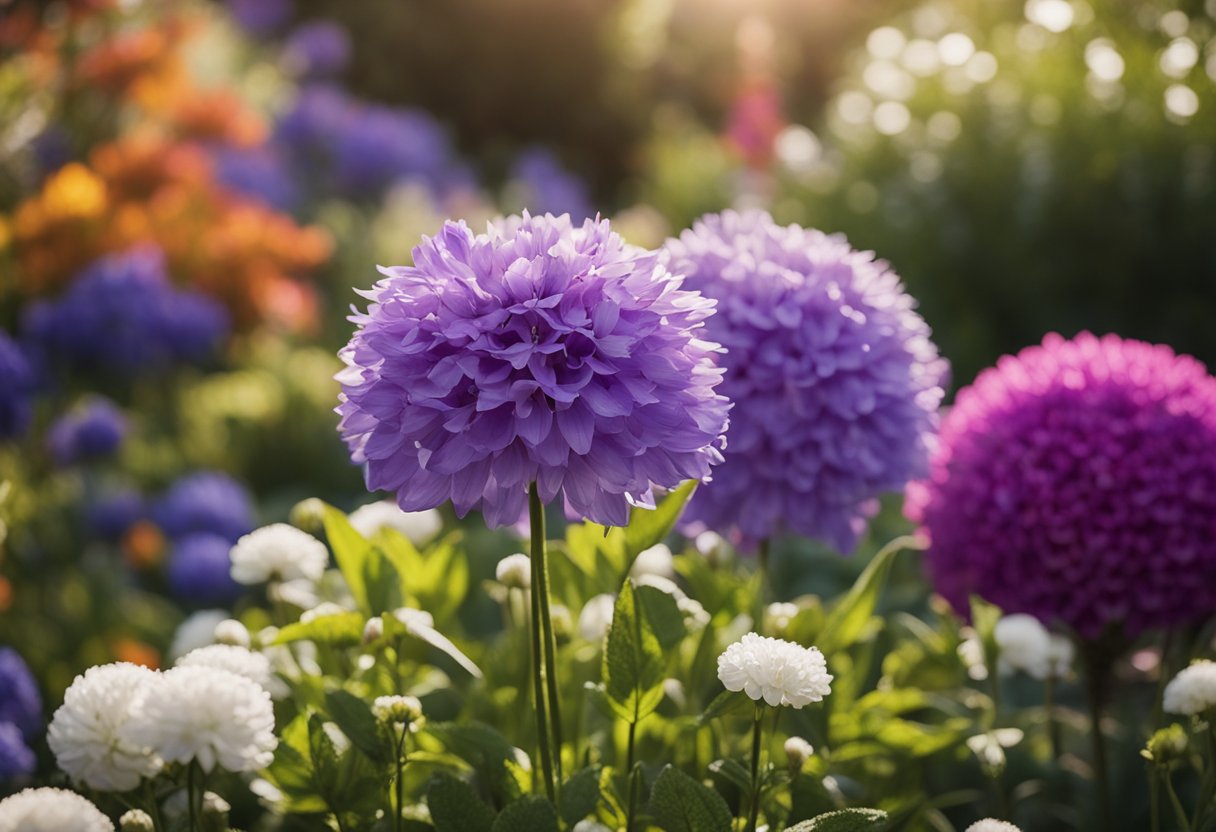 A garden with a variety of flowers in bloom, from early spring to late fall. Different colors and sizes create a vibrant and ever-changing display