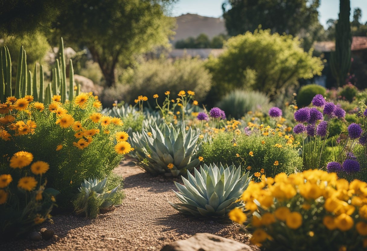 A vibrant drought-tolerant garden thrives, attracting diverse wildlife and promoting a sense of community and well-being