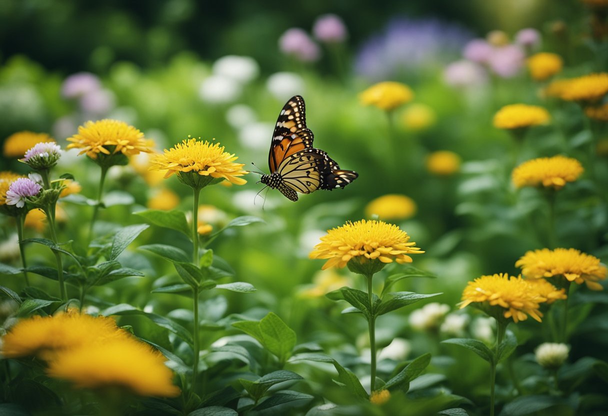 A lush garden filled with fragrant outdoor plants, their colorful blooms and green foliage creating a sensory delight. The air is filled with the sweet, floral scents, attracting butterflies and bees