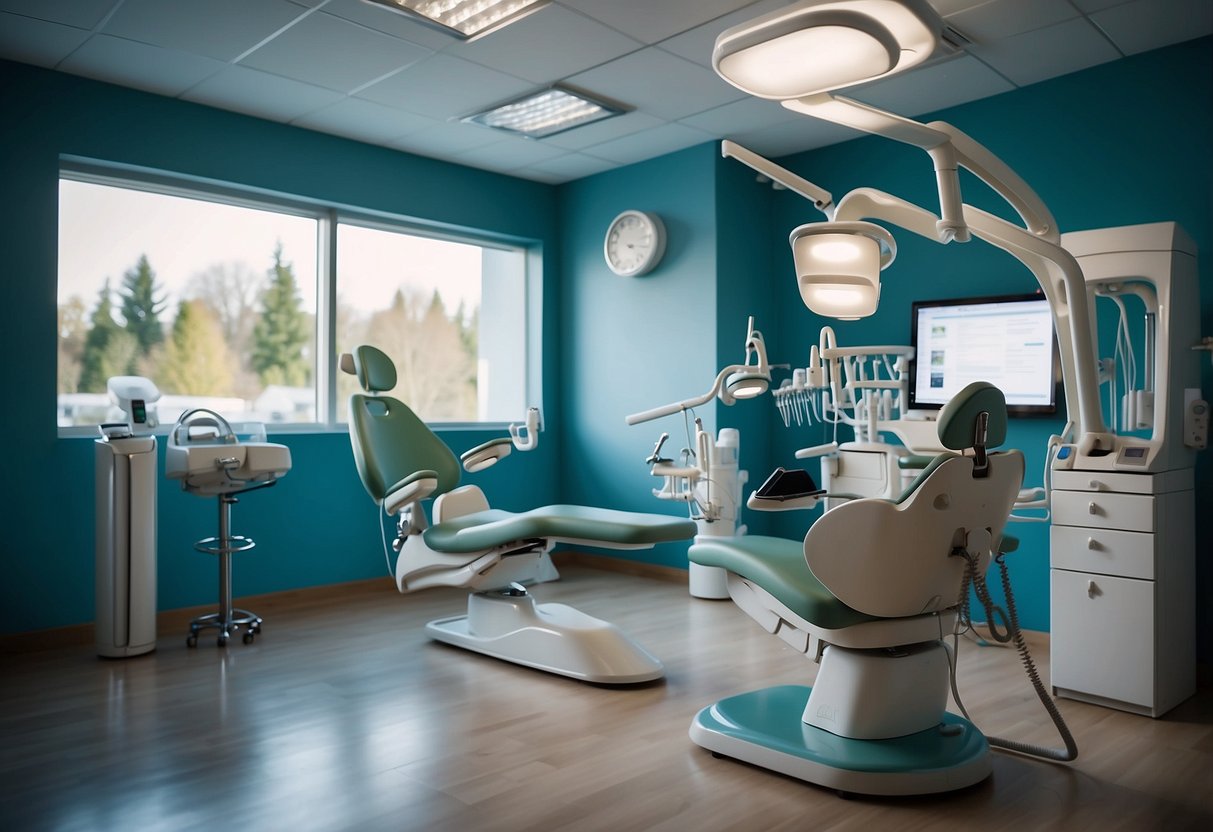 A dental office with adult orthodontic equipment and tools. No humans or body parts