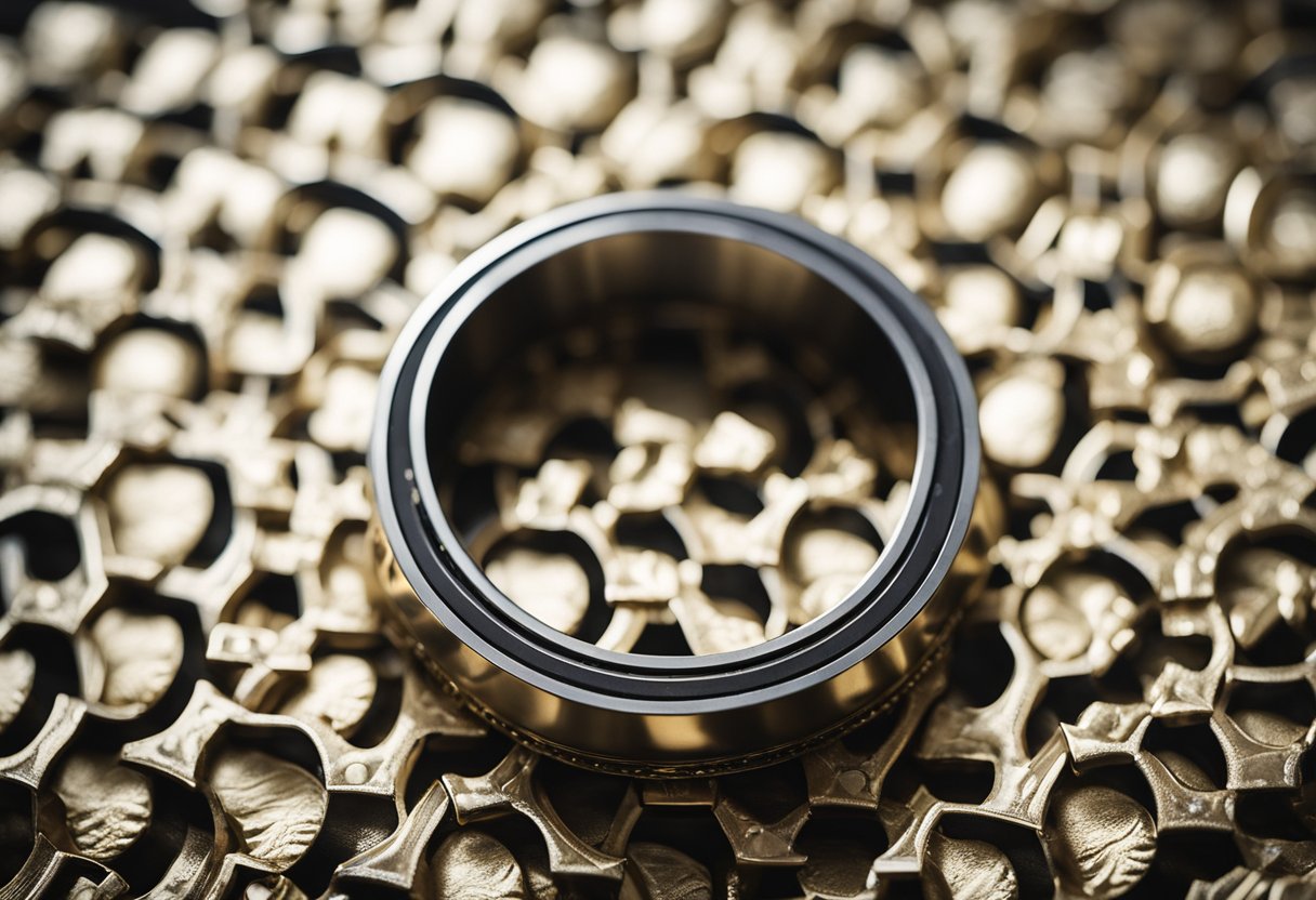 An overhead view of WR Wear Rings, showing the intricate details and dimensions of the wear ring