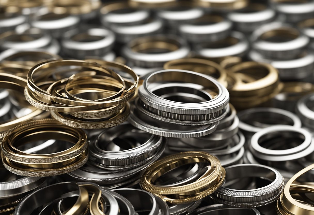 A pile of wholesale sealing rings stacked neatly on a warehouse shelf