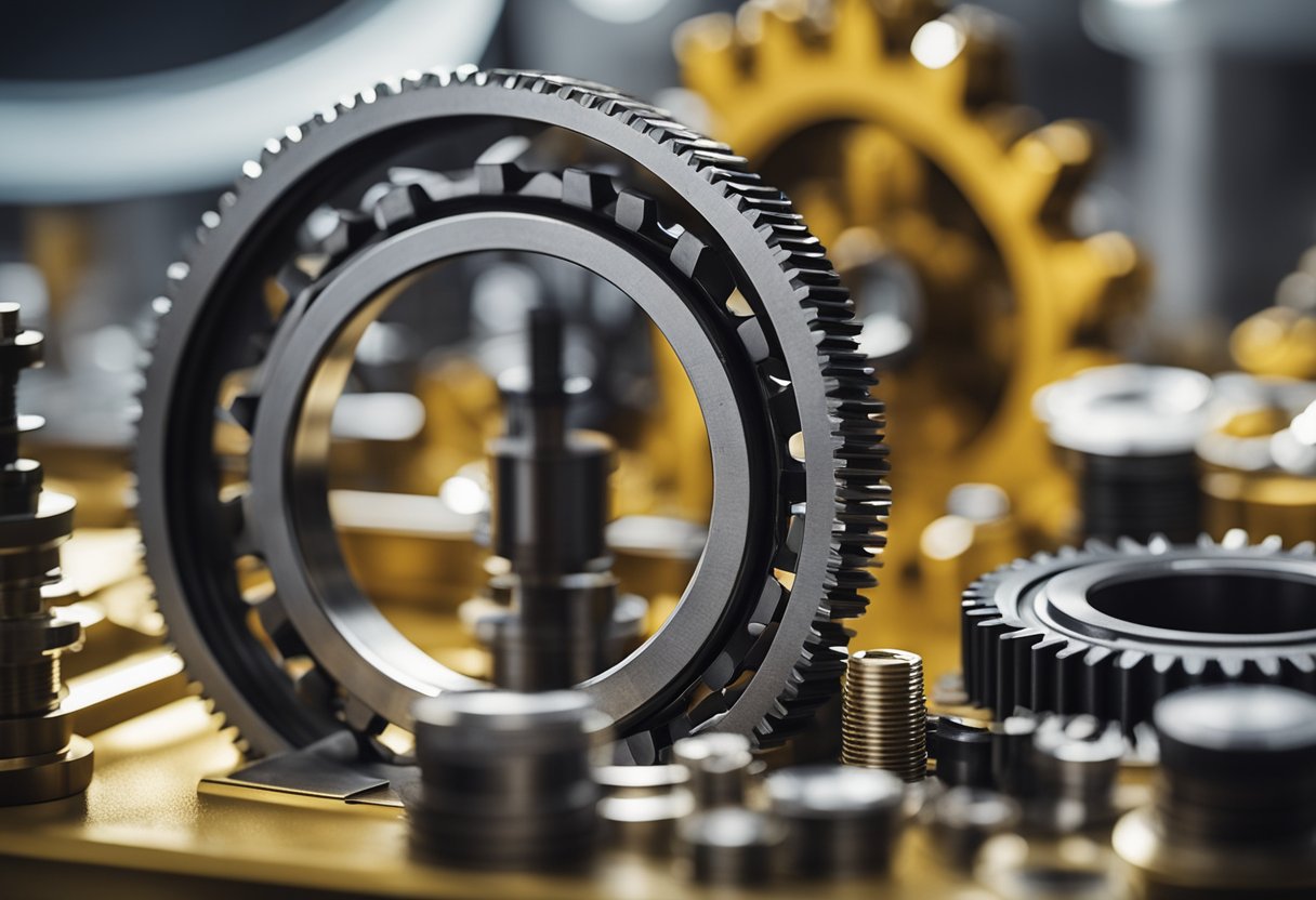 A machine part, the uhs oil seal, sits in a pool of oil, surrounded by gears and mechanical components