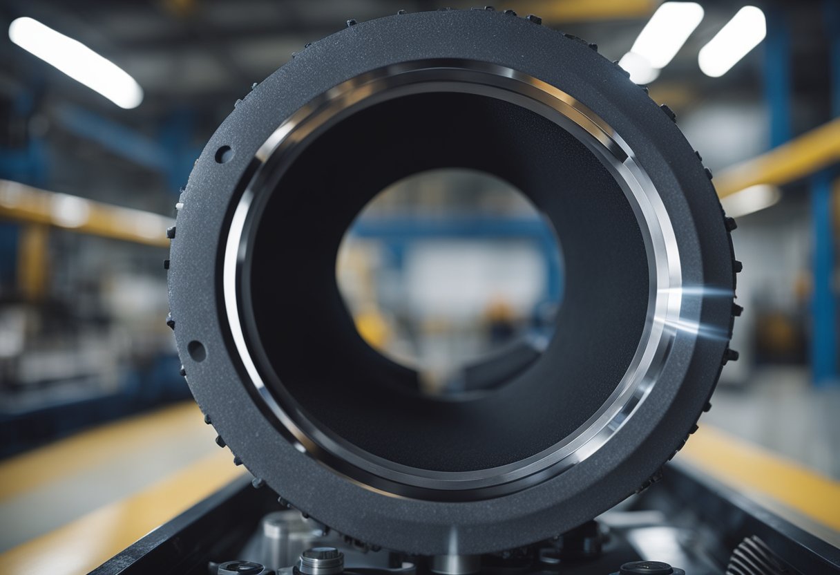 A silicon carbide wear ring installed in a pump casing, surrounded by flowing liquid