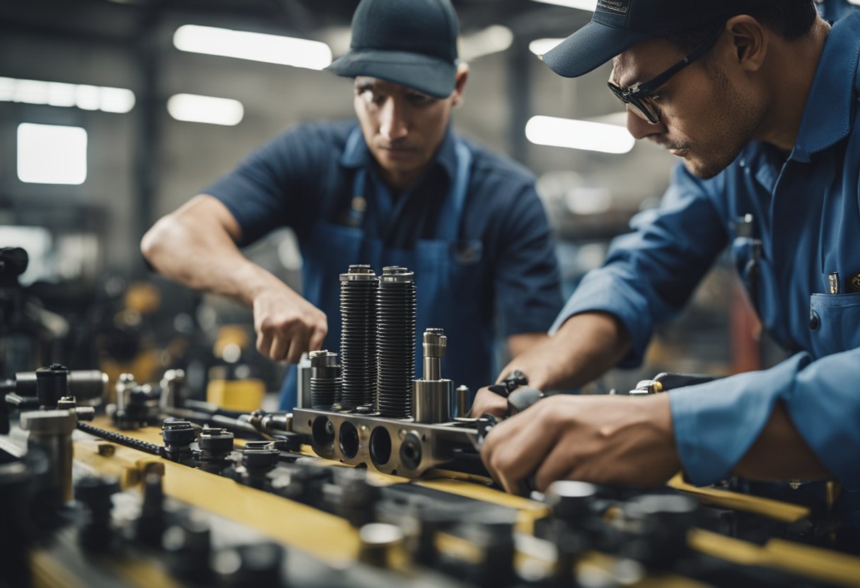 A mechanic uses a seal kit to repair a caterpillar's hydraulic system