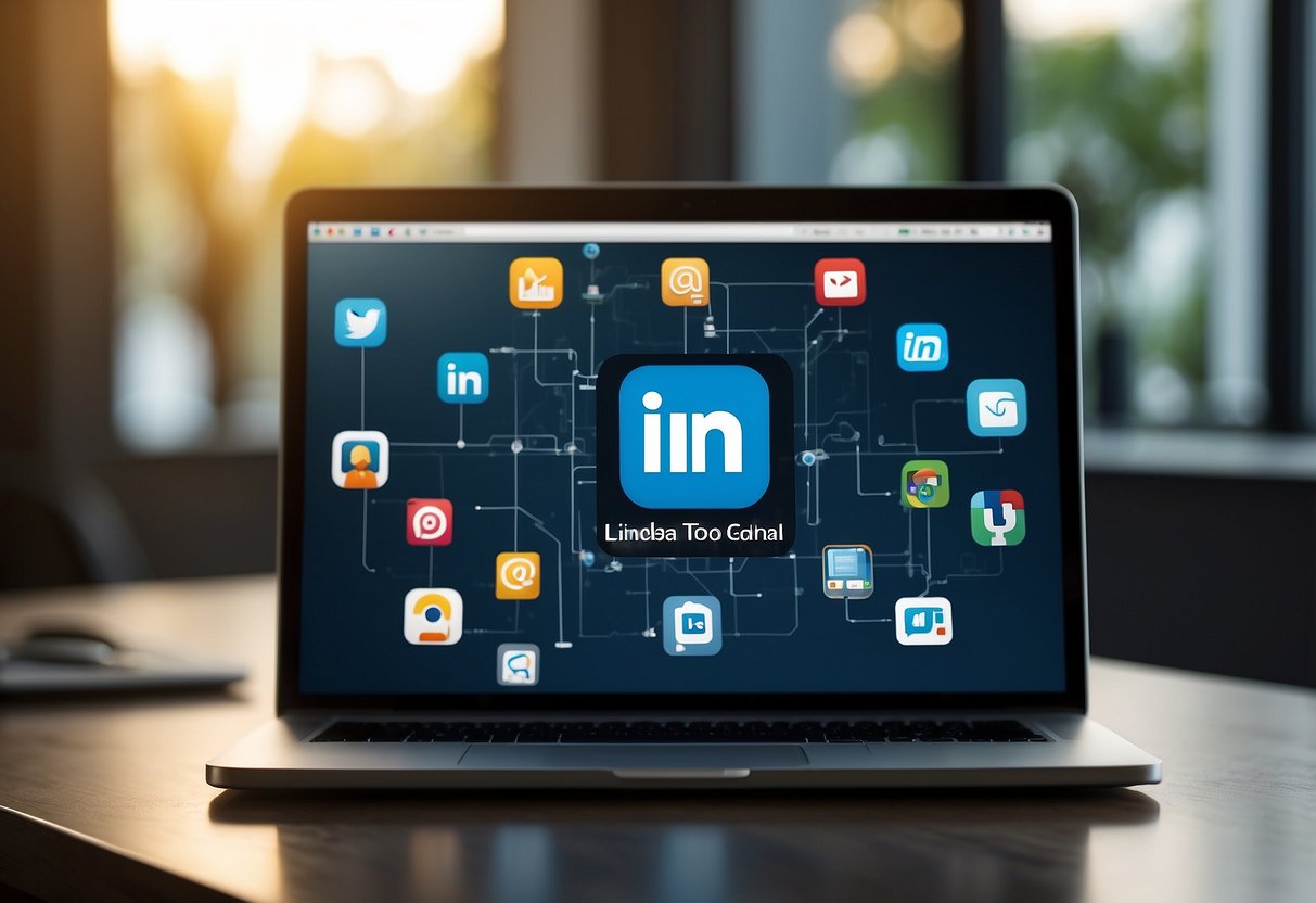 LinkedIn and Gmail logos with advanced tools and automation icons