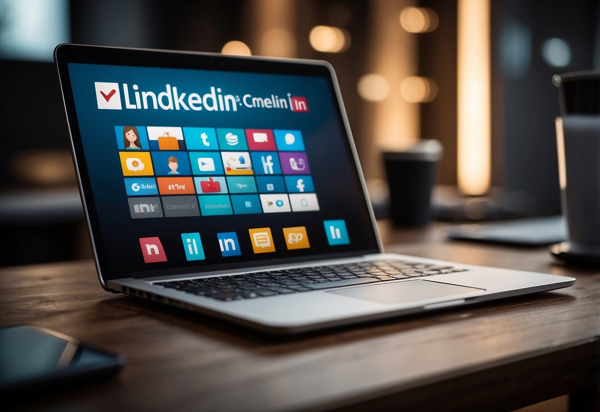 A computer screen displaying LinkedIn and Gmail logos with lead generation tools