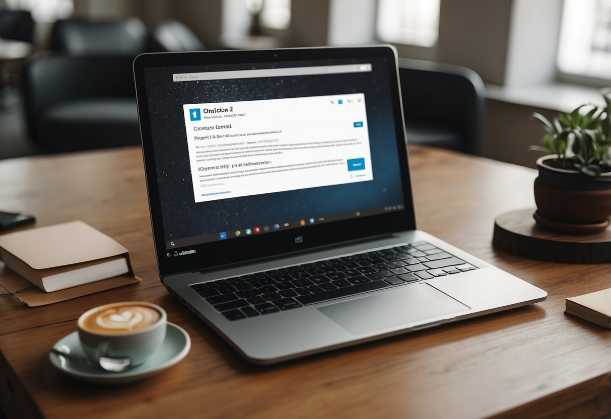 A laptop with LinkedIn and Gmail logos surrounded by question marks and leads