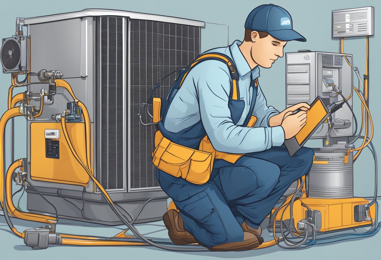 A technician optimizing HVAC website with media and content for SEO