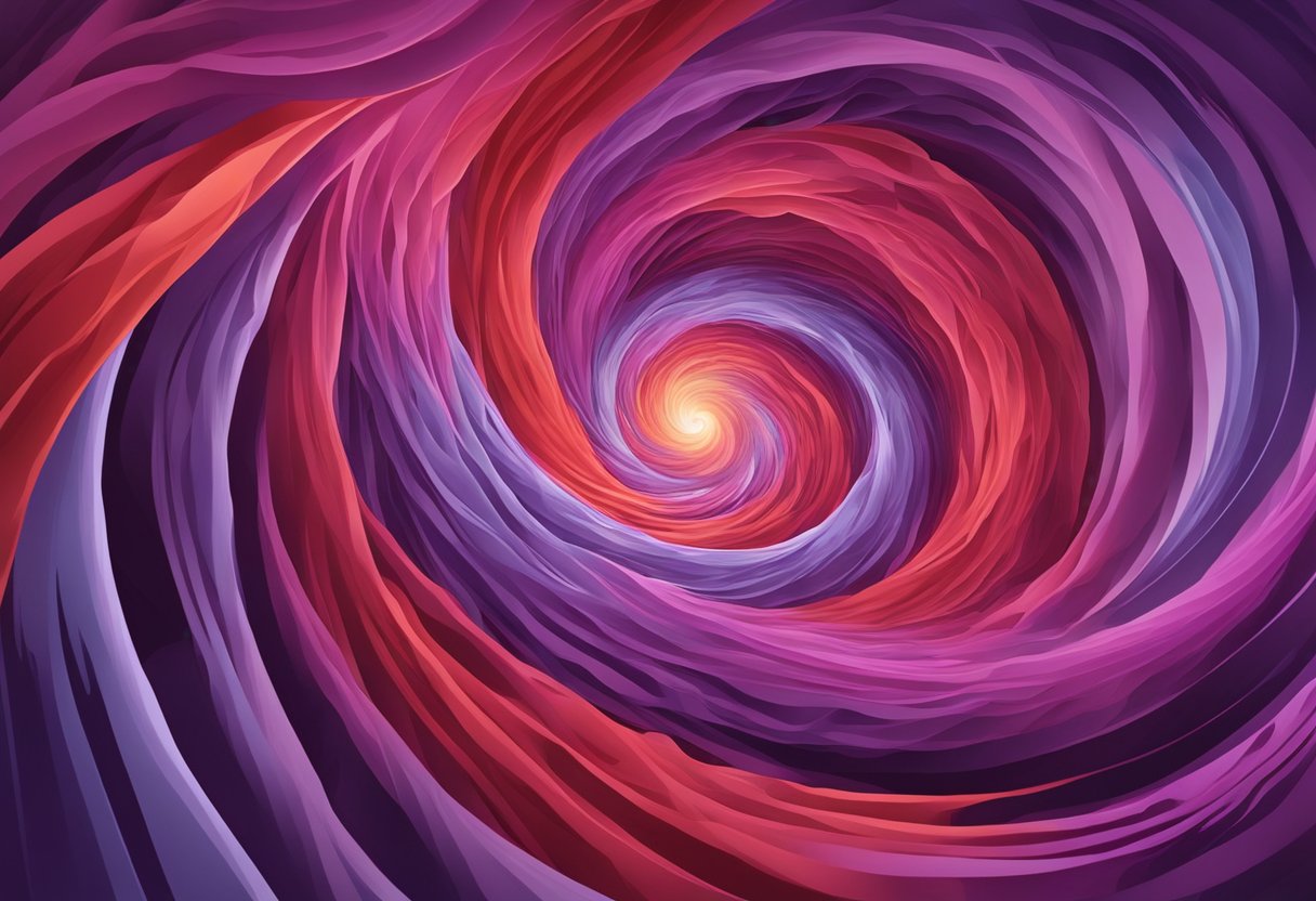 A swirling vortex of red and purple representing the dangers of high homocysteine levels in women's health