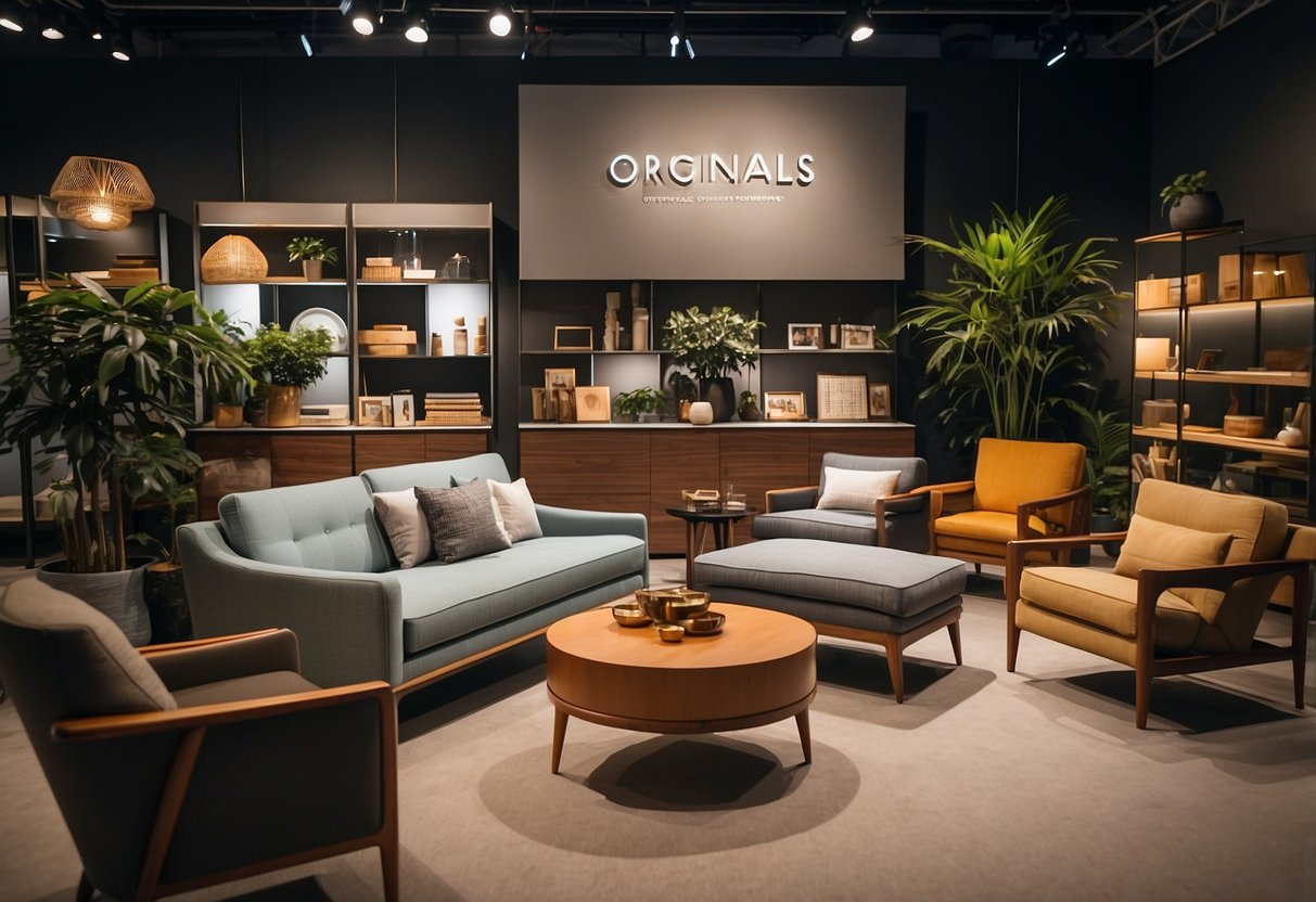 A wide range of furniture fills the showroom at Originals Singapore. Tables, chairs, and sofas are arranged neatly, with various styles and materials on display